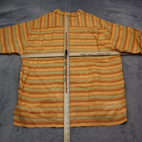 Tommy Bahama Shirt Mens L Orange Striped 100% Silk Floral Hawaiian Button Collar - Picture 3 of 16